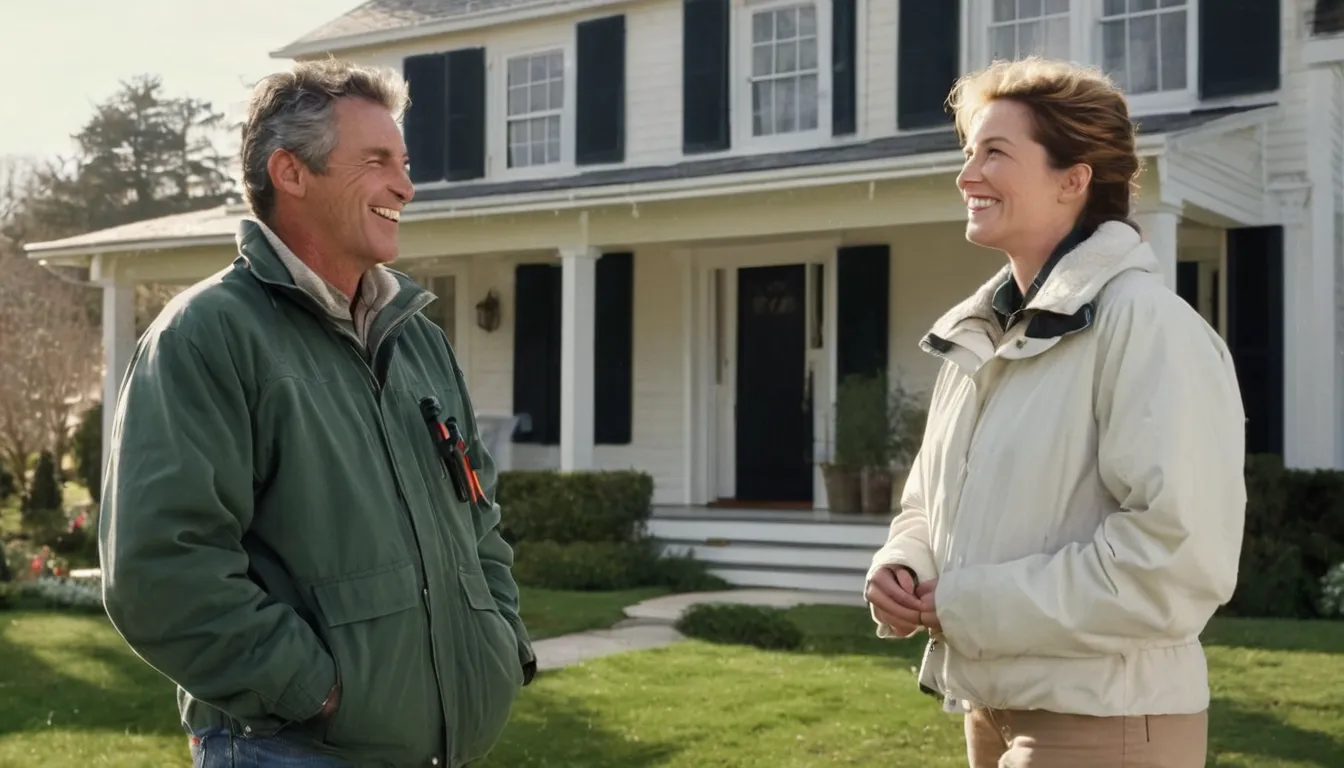 A friendly pest control provider talking with a homeowner at the front door of a home in Economy